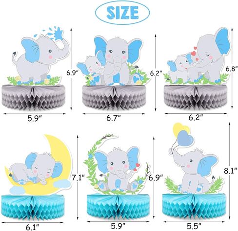6 قطع من قطع مركزية على شكل فيل أزرق خلية نحل للأطفال من بيبي بوي إتس أ بوي زينة للطاولة زرقاء صغيرة بأشكال فيل أزرق لوازم حفلات أعياد الميلاد in Kuwait