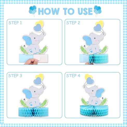 6 قطع من قطع مركزية على شكل فيل أزرق خلية نحل للأطفال من بيبي بوي إتس أ بوي زينة للطاولة زرقاء صغيرة بأشكال فيل أزرق لوازم حفلات أعياد الميلاد in Kuwait