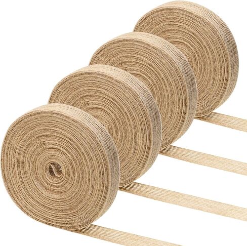Shapenty Natural Burlap Fabric Ribbon for Wedding Party Home Decoration DIY Craft Christmas Ornaments Bows Making Gift Wrapping, 10.9 Yards of Each Roll, 4 Rolls (3/4 Inch) in Saudi Arabia