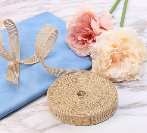Shapenty Natural Burlap Fabric Ribbon for Wedding Party Home Decoration DIY Craft Christmas Ornaments Bows Making Gift Wrapping, 10.9 Yards of Each Roll, 4 Rolls (3/4 Inch) in Saudi Arabia