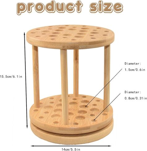 حامل فرشاة طلاء الخيزران الدوار 360 درجة من Yeeyeah - سعة كبيرة حامل فرشاة طلاء بالألوان المائية وحامل عرض ومنظم للمكتب والفنون والحرف اليدوية in Kuwait