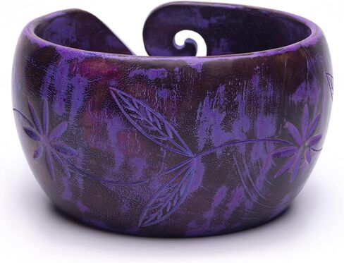 Inanosa Large Wooden Yarn Bowls for Crocheting, Knitting | Crochet Yarn Bowl Blue | Yarn Storage Bowl, Holder | Craft Supplies & Crochet Gifts in Kuwait
