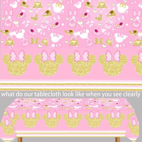 مفرش طاولة حفلات عيد الميلاد ميني باللون الوردي والذهبي من BIGKEOKI، مفرش طاولة لحفلات أعياد الميلاد، ديكورات حفلات عيد الميلاد مقاس 86.6 * 51.2 بوصة (3 قطع) in Kuwait