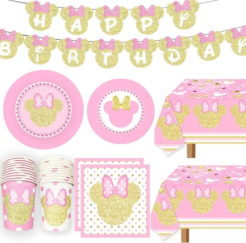 مفرش طاولة حفلات عيد الميلاد ميني باللون الوردي والذهبي من BIGKEOKI، مفرش طاولة لحفلات أعياد الميلاد، ديكورات حفلات عيد الميلاد مقاس 86.6 * 51.2 بوصة (3 قطع) in Kuwait