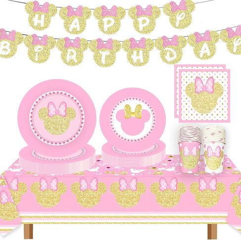 مفرش طاولة حفلات عيد الميلاد ميني باللون الوردي والذهبي من BIGKEOKI، مفرش طاولة لحفلات أعياد الميلاد، ديكورات حفلات عيد الميلاد مقاس 86.6 * 51.2 بوصة (3 قطع) in Kuwait