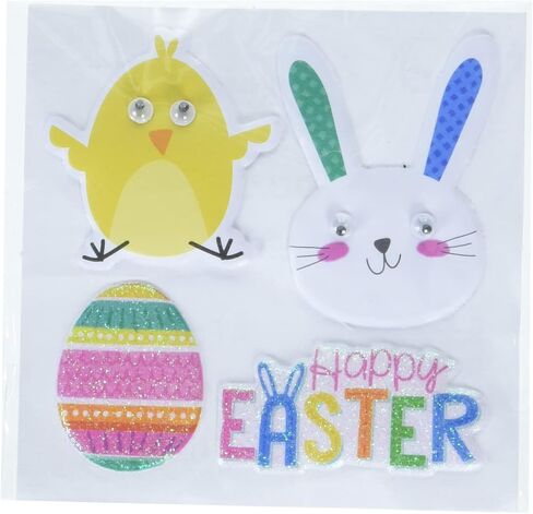 Multicolor Puffy Easter Stickers - 3.25" x 3", 1 Piece - Multicolor Decorative Stickers, Perfect for Exciting Easter Craft Accessory in Saudi Arabia