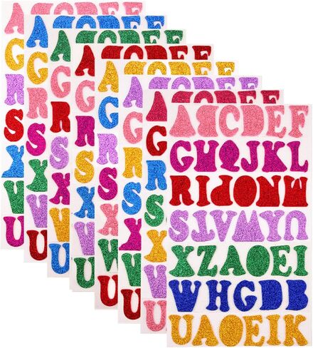 328 قطعة ملصقات إسفنجية لامعة ذاتية اللصق حروف أبجدية ملصقة، 7 ألوان عشوائية، 8 ورقات in Kuwait