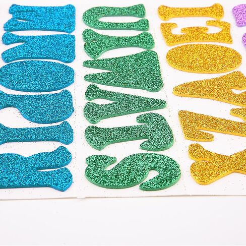 328 قطعة ملصقات إسفنجية لامعة ذاتية اللصق حروف أبجدية ملصقة، 7 ألوان عشوائية، 8 ورقات in Kuwait