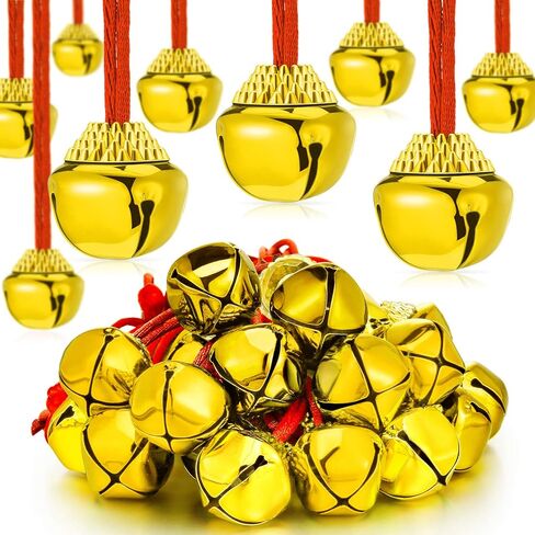 50 Pieces Bell Necklaces for Christmas Holiday Party (Red Cord, Gold Bell) in Saudi Arabia