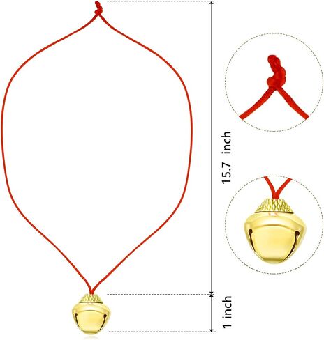 50 Pieces Bell Necklaces for Christmas Holiday Party (Red Cord, Gold Bell) in Saudi Arabia