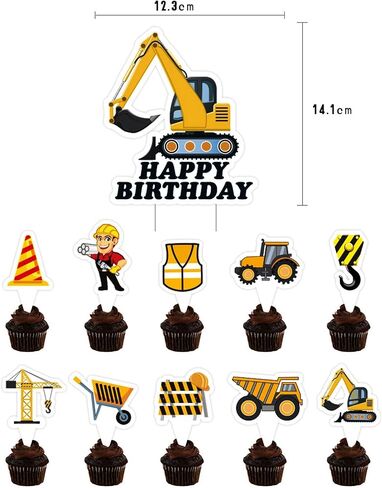 33pcs Construction Birthday Decorations For Boys construction Party Supplies For 1st 2nd Boys Birthday Excavator Construction Balloons, Birthday Banner Cake Toppers For Kids Birthday Party Decor in Saudi Arabia