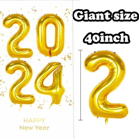 2024 Balloons, 40 Inch 2024 Balloon Numbers, 2024 Balloons Gold, 2024 Foil Number Balloons, Large 2024 Mylar Balloons for 2024 New Year 2024 Eve Party Birthday Graduation Christmas Supplies in Saudi Arabia