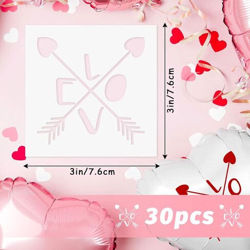 Whaline 30Pcs Small Valentine's Day Stencils Reusable Plastic Valentine Painting Templates Love Heart Rose Be Mine Drawing Templates for Valentines Wedding Anniversary DIY Painting on Wood in Saudi Arabia