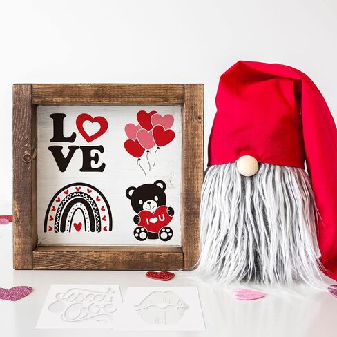 Whaline 30Pcs Small Valentine's Day Stencils Reusable Plastic Valentine Painting Templates Love Heart Rose Be Mine Drawing Templates for Valentines Wedding Anniversary DIY Painting on Wood in Saudi Arabia