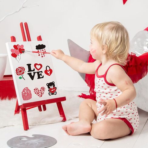 Whaline 30Pcs Small Valentine's Day Stencils Reusable Plastic Valentine Painting Templates Love Heart Rose Be Mine Drawing Templates for Valentines Wedding Anniversary DIY Painting on Wood in Saudi Arabia