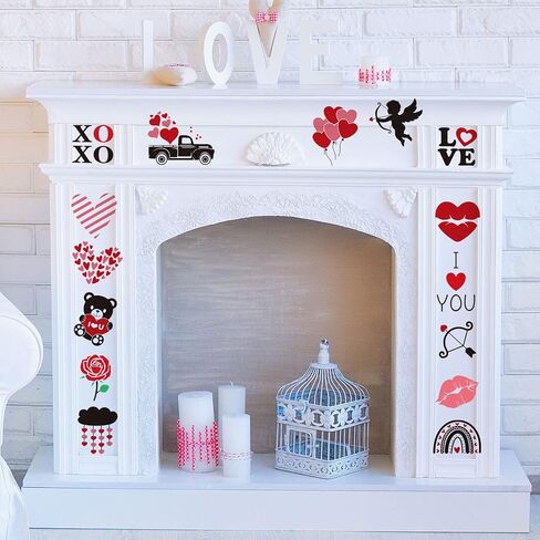 Whaline 30Pcs Small Valentine's Day Stencils Reusable Plastic Valentine Painting Templates Love Heart Rose Be Mine Drawing Templates for Valentines Wedding Anniversary DIY Painting on Wood in Saudi Arabia
