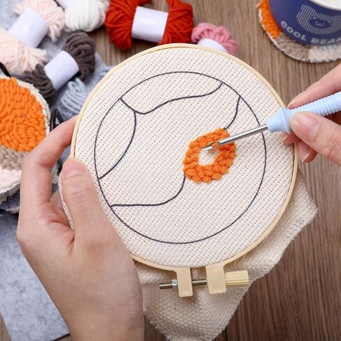 Welltop Punch Needle Coasters Kit, 6 Pattern Embroidery Punch Needle, Punch Needle Embroidery Kit for Beginners and Adults in Kuwait