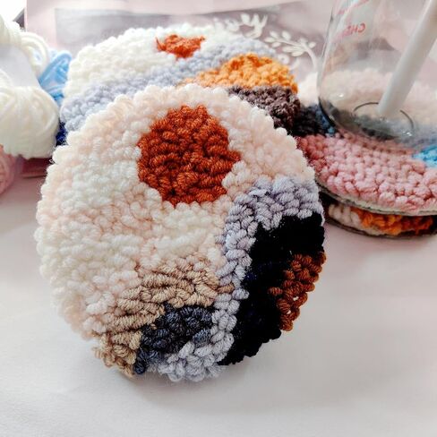 Welltop Punch Needle Coasters Kit, 6 Pattern Embroidery Punch Needle, Punch Needle Embroidery Kit for Beginners and Adults in Kuwait