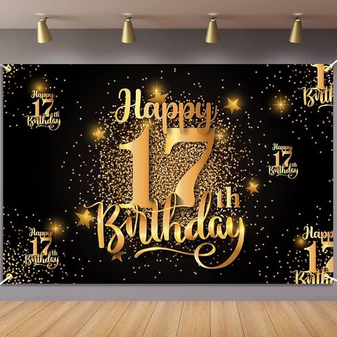 Mnixy Happy 50th Birthday Backdrop Banner Step and Repeat 50 Years Old Background Decorations for Women Men Her Him Photography Party Supplies Glitter Black Gold (1) in Kuwait