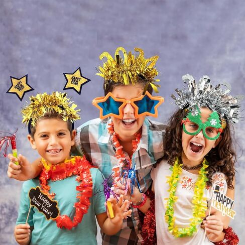 كيو اي سي اي 6 قطع من شريط رأس السنة الجديدة السعيدة، شريط رأس لامع مزين بالترتر على شكل نجمة وليلة رأس السنة الجديدة، رأس ذهبية وفضية لتزيين حفلات عيد الميلاد والكرنفال in Kuwait