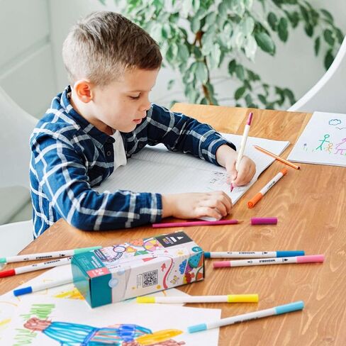 ARTEZA Kids Washable Markers, Bright Colors, 16 Brush Tip Erasable Marker Pens and 2 Eraser Pens, School Supplies for Kids Ages 3 and Up in Kuwait