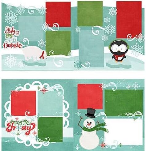 Two Printed Layouts - Baby It's Cold Outside & Feeling Frosty - 2-2 Page 12x12 Kits & Bonus: 2 Duplicate 6"x6" Premade Pages - 80lb Specialty Paper - Exclusive Christmas Designs- Miss Kate Cuttables in Saudi Arabia