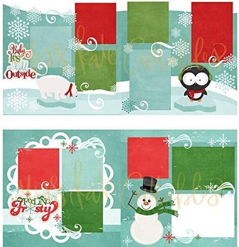 Two Printed Layouts - Baby It's Cold Outside & Feeling Frosty - 2-2 Page 12x12 Kits & Bonus: 2 Duplicate 6"x6" Premade Pages - 80lb Specialty Paper - Exclusive Christmas Designs- Miss Kate Cuttables in Saudi Arabia
