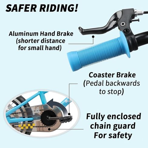 دراجة أطفال طراز BMX مقاس 12-18 بوصة من Glerc NuNu لعمر 1-8 سنوات مع عجلات تدريب وواقي سلسلة مغلق، ألوان متعددة in Kuwait