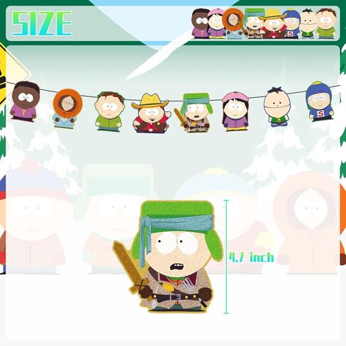 𝓢𝓸𝓾𝓽𝓱 𝓟𝓪𝓻𝓴 مجموعة ديكورات حفلات أعياد الميلاد للأطفال والأولاد مجموعة لوازم الحفلات بما في ذلك لافتة إكليل الكعك والكب كيك والبالونات in Kuwait