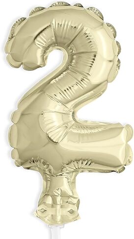 Number 2 Foil Balloon Cake Topper - 5" | Gold | 1 Pc in Saudi Arabia