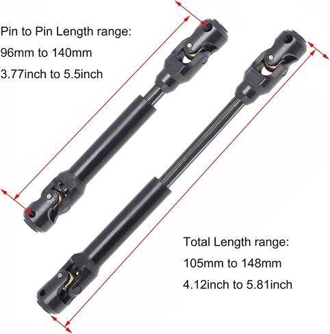 2Pcs Internal Spline RC Drive Shaft 112-170mm for 1/10 Axial SCX10 Trx4 SCX10II 90046 Wraith D90 TF2 Redcat Gen7 GEN8 RC Crawler, Steel Metal Universal Joint Driveshaft C in Saudi Arabia