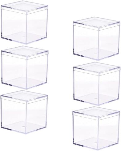 3 Packs Clear Favor Boxes With Lid,food grade acrylic box, Plastic Gift Box,2.5x2.5x2.5 Inch, Square, Mother’s Day gift box, Birthday Present and Candy packing box in Kuwait