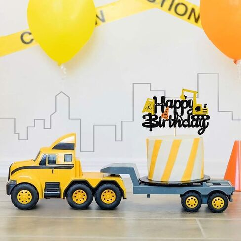 Glorymoment Excavator Birthday Cake Topper, Construction Cake Topper Decorations for Children Excavator Engineering Theme Cake, Construction Theme Kids Birthday Party Decoration (6.7’’x4.49’’) in Saudi Arabia