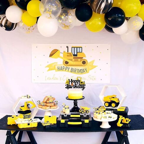 Glorymoment Excavator Birthday Cake Topper, Construction Cake Topper Decorations for Children Excavator Engineering Theme Cake, Construction Theme Kids Birthday Party Decoration (6.7’’x4.49’’) in Saudi Arabia
