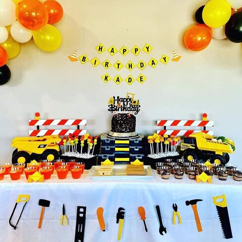 Glorymoment Excavator Birthday Cake Topper, Construction Cake Topper Decorations for Children Excavator Engineering Theme Cake, Construction Theme Kids Birthday Party Decoration (6.7’’x4.49’’) in Saudi Arabia