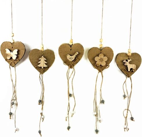 Tosnail 100 Pieces 3" Wooden Hearts with Pre-Drilled Holes and 100 Jute Strings, Unfinished Wooden Heart Slices Discs Cutout Pieces Heart Tags for Arts, Crafts in Saudi Arabia