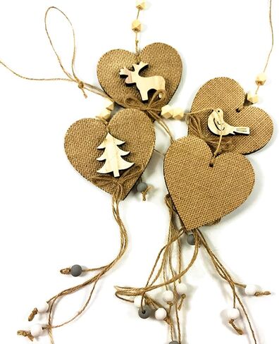 Tosnail 100 Pieces 3" Wooden Hearts with Pre-Drilled Holes and 100 Jute Strings, Unfinished Wooden Heart Slices Discs Cutout Pieces Heart Tags for Arts, Crafts in Saudi Arabia