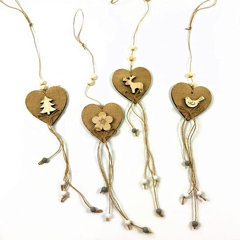 Tosnail 100 Pieces 3" Wooden Hearts with Pre-Drilled Holes and 100 Jute Strings, Unfinished Wooden Heart Slices Discs Cutout Pieces Heart Tags for Arts, Crafts in Saudi Arabia