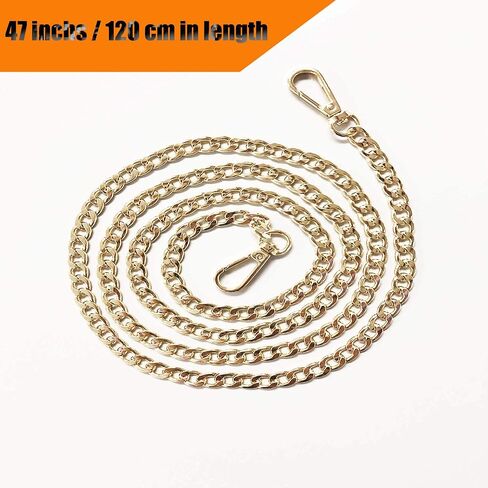TSJ 47" Replacement Flat Chain Strap with Buckles, 1 PCS DIY Metal Shoulder Cross Body Bag Chains for Women Handbag Wallet Clutch Satchel Tote Bag Purse (Gold) in Saudi Arabia