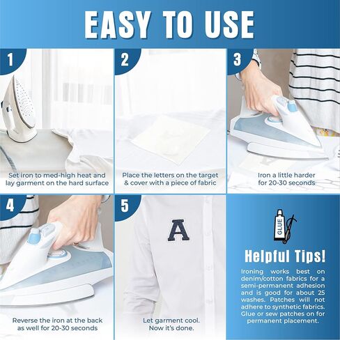26 قطعة يمكن كيها على الحروف للملابس والإكسسوارات (اللون الأزرق) - رقعات حروف كبيرة من الشانيل - رقعات جاهزة للجينز، رقعات سترات ليترمان، والقمصان، وحقائب الظهر in Kuwait