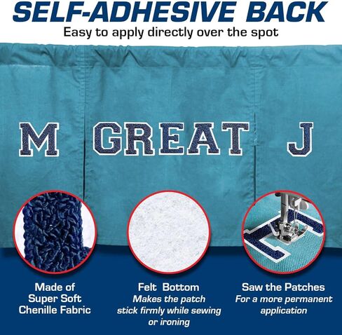 26 قطعة يمكن كيها على الحروف للملابس والإكسسوارات (اللون الأزرق) - رقعات حروف كبيرة من الشانيل - رقعات جاهزة للجينز، رقعات سترات ليترمان، والقمصان، وحقائب الظهر in Kuwait