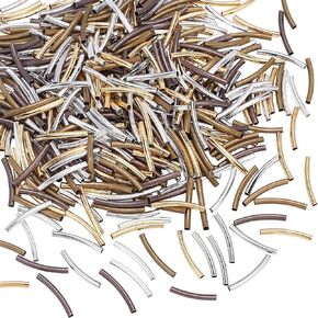 PH PandaHall 60pcs Tube Beads 25mm Curved Noodle Beads Sleek Curved Beads Twist Spacer Beads Long Loose Beads Tube Brass Loose Beads for Jewelry Necklace Bracelet Making, Hole: 0.8mm