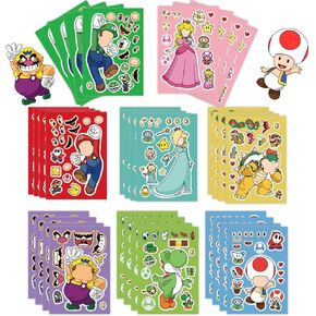 حزمة ملصقات ماريو ميك-أ-فيس مكونة من 32 قطعة، اصنع ملصقاتك الخاصة مشروعًا حرفيًا ممتعًا للأطفال المراهقين، ممزوجة ومتطابقة مع 8 ملصقات شخصيات مصممة لتزيين الحفلات، والمكافأة، والديكور، وفكرة الهدية in Kuwait