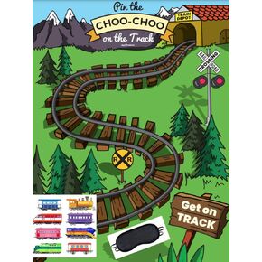 Jayd Products، Pin the Choo Choo on the Track, Train Theme Party Game 40 ملصقا ، 37 * 24 بوصة ، XL ملصق نشاط حفلة عيد الميلاد in Kuwait