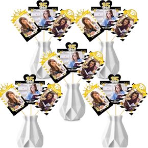 15Pcs 10th Birthday Party Picture Centerpiece Sticks - Black Gold - Double Digits Birthday Photo Table Toppers - Happy 10th Birthday - 10 Years Old Birthday Party Supplies in Kuwait
