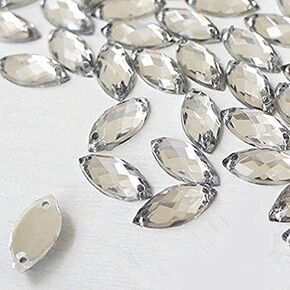 Acrylic Horse Eye, 7 x 15 mm Horse Eye Shape Crystal Sew On Acrylic Rhinestones Flat-Back Fancy Stones Sewing for Clothing Wedding Dress Decorations, Pack of 500 Pcs (Clear)