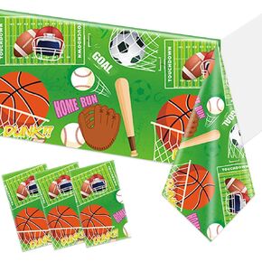 ganktowcoy 3 حزمة الرياضة تحت عنوان عيد ميلاد لوازم الحفلات الرياضية مفارش المائدة البلاستيكية غطاء الطاولة الرياضة الكرة مفرش المائدة للرياضة في الهواء الطلق ديكورات الحفلات in Kuwait