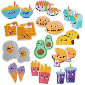 iDIY Kawaii Iron-on Cute Animals in Food Patches (24 Pack) - 2 of Each Design (Large 2.5" and Small 2") - Sew On Patch Craft Kit for Clothing, Accessories & School Supplies, Sewing, Arts Crafts, Gifts in Kuwait