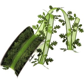 Green Leaves Leaf Trim Ribbon 22Yards Satin Ribbon for DIY Craft Garland Wreath Party Wedding Gift Wrapping Home Decoration in Kuwait