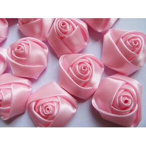 YYCRAFT Pack of 30 Satin 4d Rose 1.5" Craft Wedding Bride (Baby Blue)